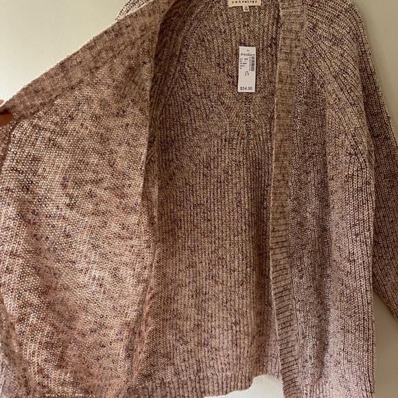 Retrology Plus Sz 2X Knit Pink Cardigan Sweater Open Stretch Drop Shoulders - Picture 3 of 8